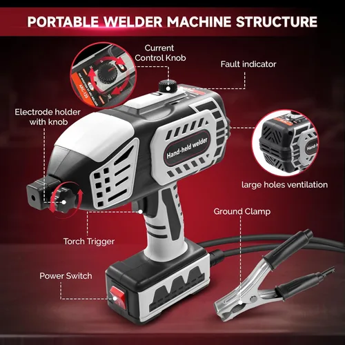 Vista 6 de Máquina de soldadura portátil soldadora de mano – Inversor IGBT de 110 V 20-120 A Pistola de soldadura de mano Soldadora Portatil se adapta a