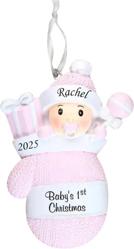 Vista 9 de Adorno de la primera Navidad del bebé 2025 – Recuerdo personalizado de las fiestas – Adorno personalizado de mi primera Navidad para bebé y nieto