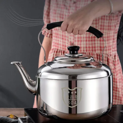 Vista 6 de Luxshiny Hervidor de té de gran capacidad, tetera silbante, cómoda manija aislada, hervidor de agua de acero inoxidable de grado alimenticio