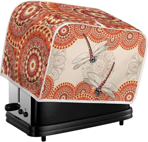 Vista 6 de doginthehole Cubierta para tostadora de libélula para cocina, fundas de electrodomésticos pequeños, estilo bohemio, para microondas, tostadora