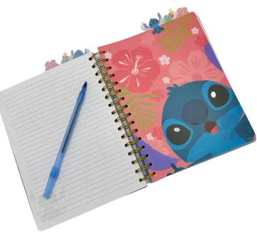 Vista 3 de Cuaderno de Disney Stitch con pestañas "Ohana", encuadernado en espiral, 144 páginas a rayas, 20 x 18 cm, Azul