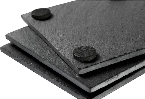 Vista 5 de Juvale Juego de posavasos cuadrados de pizarra negra, protección y decoración de mesa auxiliar, posavasos absorbentes de pizarra de borde liso