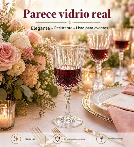 Vista 8 de Smarty Had A Party Copas de vino de plástico, paquete de 48 copas de vino desechables grandes de 11 onzas con tallo, vasos transparentes resistentes