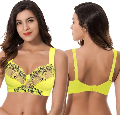 Vista 3 de Curve Muse Brasier sin forro sin forro con bordado de encaje, paquete de 3