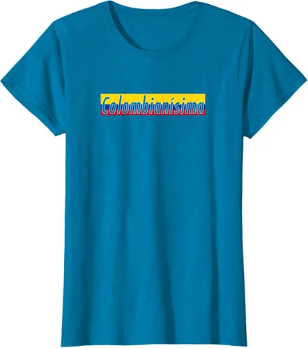 Vista 69 de Camisas Colombianisima Colombia para mujer Bandera de Colombia, Negro, S