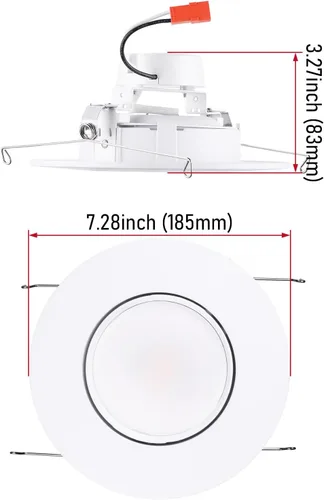 Vista 7 de TORCHSTAR Iluminación empotrable LED CRI90+ regulable 5CCT de 6 pulgadas, luces direccionales giratorias regulables, Downlight de techo ajustable