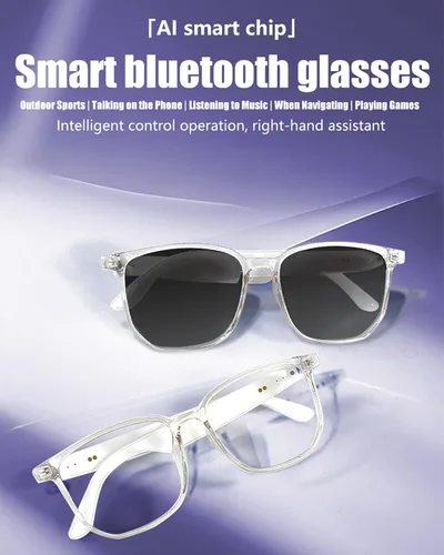 Vista 8 de Lentes inteligentes Bluetooth para hombres y mujeres, con protección UV, micrófono integrado y altavoces de oído abierto, lentes de sol de audio