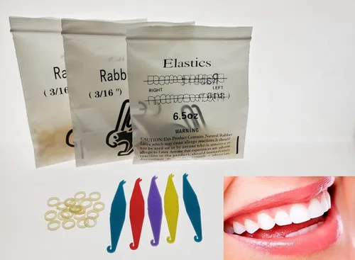 Vista 6 de 300 unidades DentalSmile Amber Elastic Latex Braces 3/16 ortodoncia bandas de goma pesadas 6.5oz bandas de látex dental dentista ideal para rastas