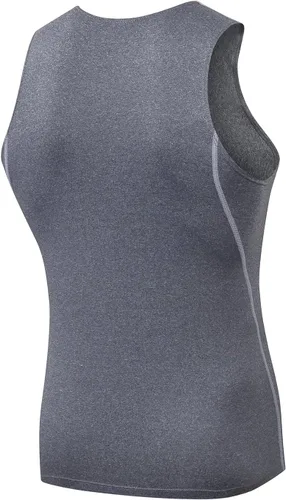 Vista 16 de Audoc Camiseta de compresión para hombre, paquete de 3 unidades, color negro, camiseta sin mangas de compresión atlética