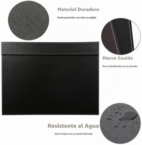 Vista 6 de KINGFOM Vade para escritorio de cuero sintético ultra suave con clip para papel A3/A4, protector de mesa para dibujo y escritura, grande de 24"x18