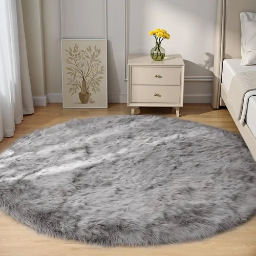 Vista 78 de Goolela Alfombra esponjosa de piel sintética para dormitorio, color marrón claro beige, 2 x 3 pies, alfombra de piel de oveja peluda y difusa