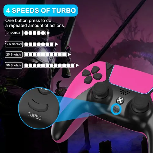 Vista 3 de Wireless Controller Compatible with PS4 Controller,Wiv77 Ymir Pink Pa4 Controller Remote Works for Playstation 4