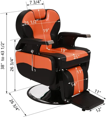 Vista 2 de Winado Silla de peluquería reclinable resistente, giratoria de 360° y altura ajustable y soporta hasta 440 libras, para peluquería y salón