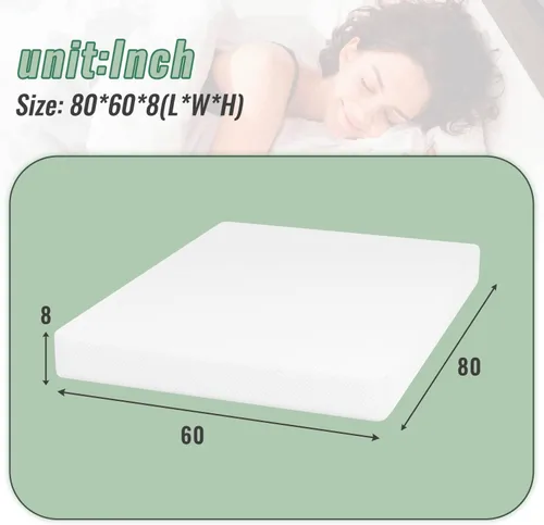 Vista 2 de PayLessHere Colchón de espuma viscoelástica de gel de 8 pulgadas, certificado CertiPUR-US, cama transpirable para un sueño más fresco, apoyo