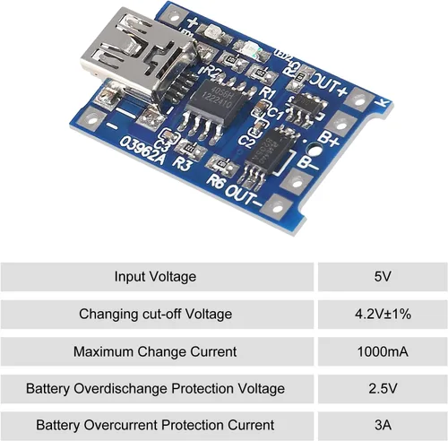 Vista 3 de 20 unids 18650 batería de litio placa de carga TP4056 Mini USB placa de carga 5 V 1 A con protección Dual Funciones TP4056 módulo de carga