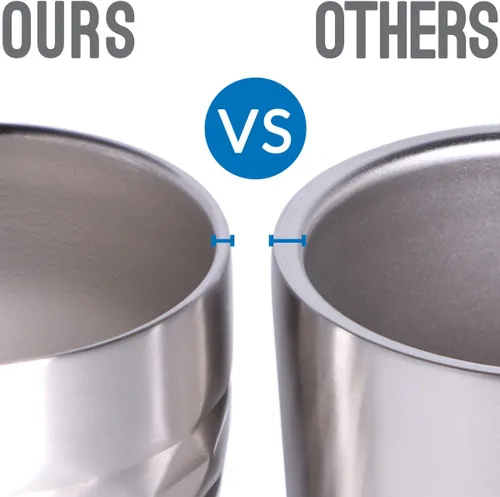 Vista 7 de Cupture® Taza de pinta aislada al vacío de doble pared - 16 oz Cromo + acolchado