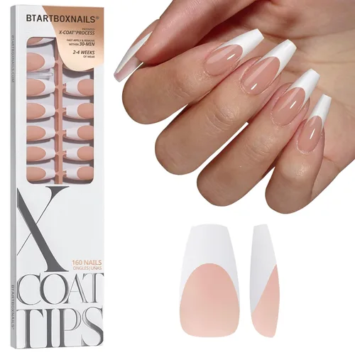 Vista 36 de BTArtboxnails XCOATTIPS White French Tip Press On Nails, XXS Squoval, Pink Lamp-Curable, 4-Week Wear, Natural Nail Look, Salon Quality Value at