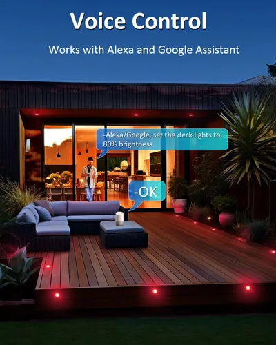 Vista 6 de Iluminación RGB para cubierta φ1.22, luces de cubierta impermeables para exteriores, luces de bajo voltaje de 12 V con control remoto, luz