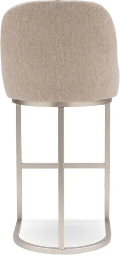 Vista 8 de Leick Home 10133PW/OL Taburete de bar con base de metal, juego de 2, para encimeras de cocina elevadas, mesas altas y bares, asiento moderno de lino