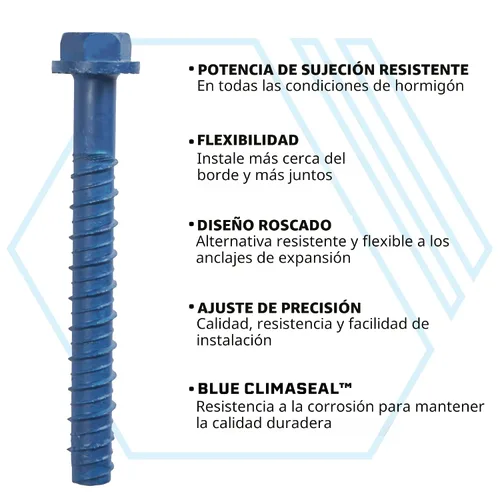 Vista 2 de Tapcon + Anclajes de hormigón Climaseal™ de cabeza hexagonal de servicio pesado 1/2 x 3, 10