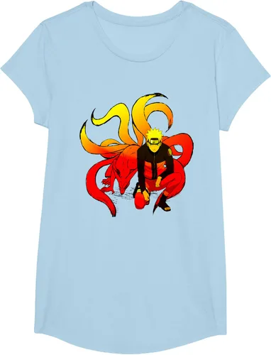 Vista 12 de Naruto Shippuden Naruto and 9 Tails - Camiseta de manga corta Negro