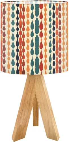 Vista 15 de Tripod Table Lamp Boho Vintage Flower Shape Stripe Circles Curved Lines Bedside Lamps Small Lamp Nightstand Lamp with Linen Lampshade Table Lamps