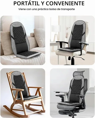Vista 8 de COMFIER Masajeador de espalda con calor, almohadilla para silla con soporte Negro (Charcoal Black)