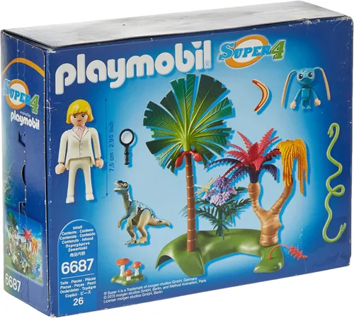 Vista 4 de Playmobil Super 4 Lost Island con Alien y Raptor Kit de Construcción