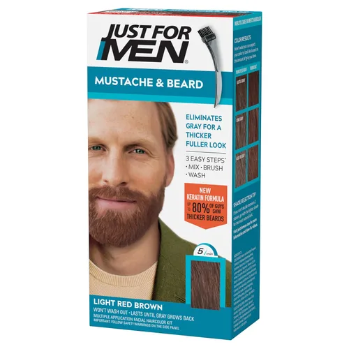 Vista 9 de Just For Men - Tinte para bigote y barba, tinte para barba para hombres con cepillo, incluye queratina, biotina, aloe vera y aceite de coco