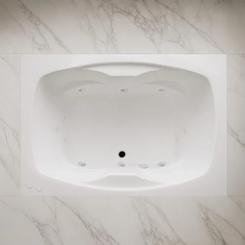 Vista 4 de Carver Tubs - AR6042 - Bañera moderna de hidromasaje de agua de fibra de vidrio acrílica, con 12 chorros - Bañera rectangular de acrílico blanco