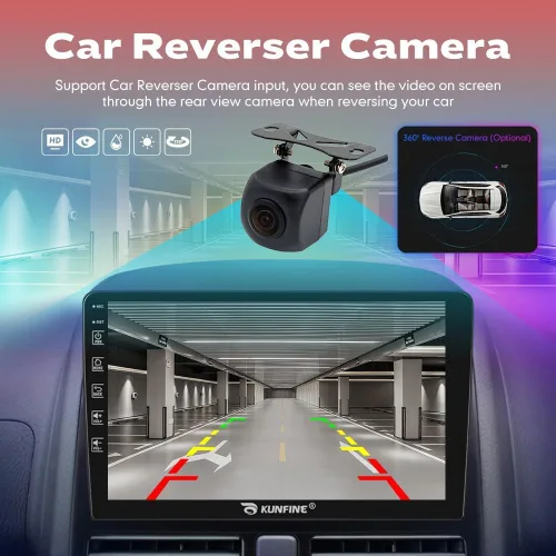 Vista 5 de Kunfine Coche CarPlay Android Navegación Automática Estéreo GPS Radio Reverse Cámara Pantalla 9 "IPS Pantalla Táctil Headunit Tablet Pad Media