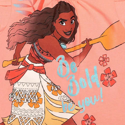 Vista 5 de Disney Princess Moana Frozen - Conjunto de 3 piezas de camiseta de tul con falda de malla y coletero para niñas pequeñas y grandes