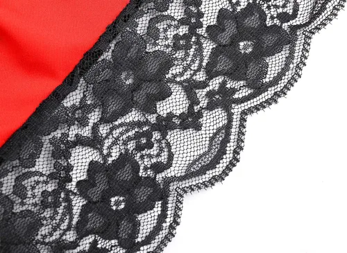Vista 9 de FlatterMe Lencería para mujer, color rojo, sin espalda, sexy, con escote en V profundo, con tiras de encaje
