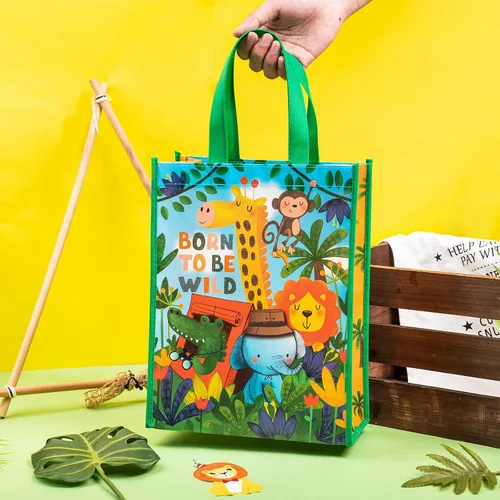 Vista 4 de Loveinside Bolsas de regalo medianas recicladas con asas, bolsa de regalo reutilizable para fiestas de cumpleaños para niños, bolsa de compras – 10