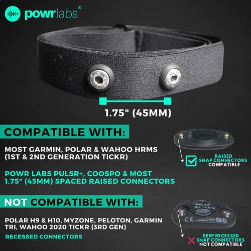 Vista 2 de Wahoo Tickr, Polar H7, Garmin HRM Coospo - Correa de repuesto para monitor de frecuencia cardíaca (Powr Labs, M-XXL)