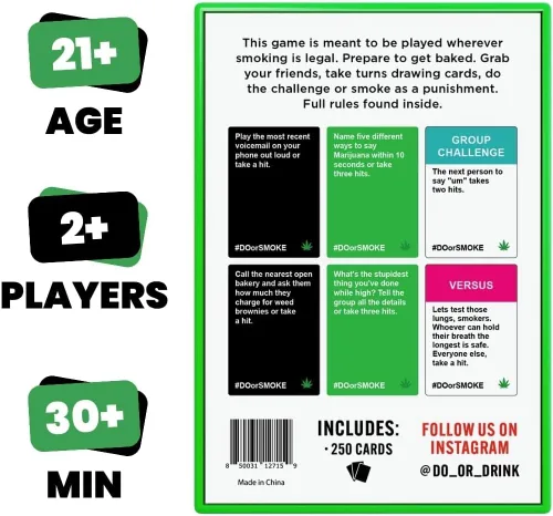 Vista 5 de Juego de fiesta Do or Smoke para adultos - 250 cartas de desafío, fácil de jugar, gran regalo para fumadores