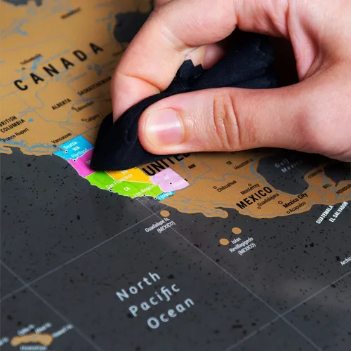 Vista 6 de Atlas & Green Mapa del mundo para raspar, todos los estados de EE. UU., mapa de viaje grande de 28 x 16.5 pulgadas. Places I've been Map World