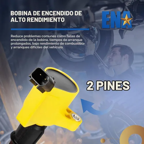 Vista 4 de ENA Paquete de 8 bobinas de encendido amarillas compatibles con Lincoln, Mercury, Ford, Mustang, Crown Victoria, E150, E250, Expedition, Explorer