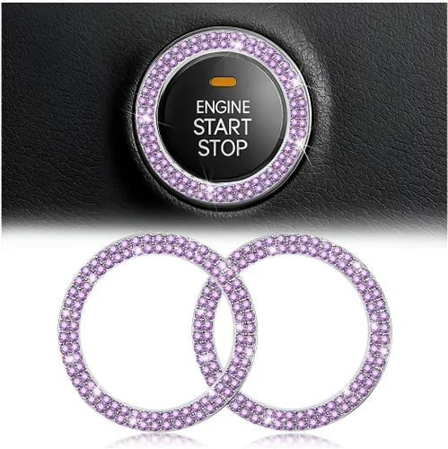 Vista 13 de Calcomanías de anillo de arranque de motor con diamantes de imitación de cristal, paquete de 2 unidades, cubierta / calcomanías para botón de Doble