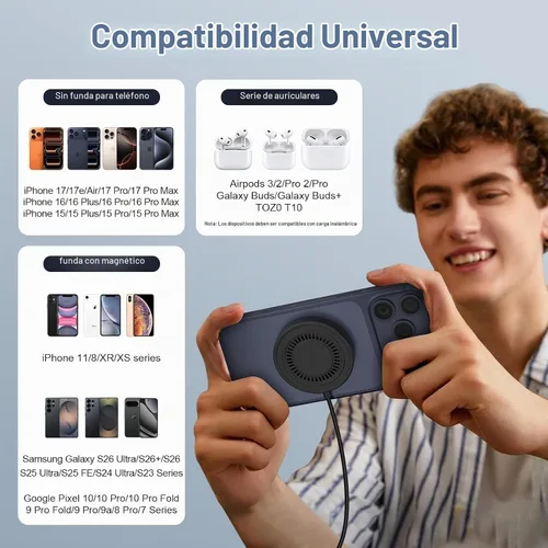 Vista 4 de Cargador inalámbrico magnético Samsung de 15 W para Galaxy S26 Ultra S25 Almohadilla de cargador inalámbrico
