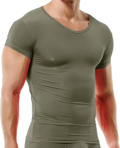 Vista 12 de DTODWW Men's Undershirts Soft V Neck Short Sleeves T-Shirts Classic Tees for Men Slim Fit Sweat Shirts Solid Color Tops