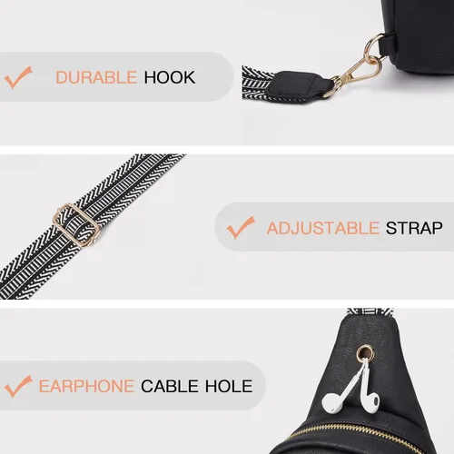 Vista 4 de Telena Riñonera pequeña para mujer, de cuero, cangureras, bolsa de pecho para mujer
