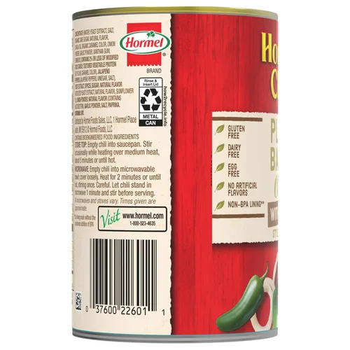Vista 3 de HORMEL Chili Chile a base de plantas con frijoles (paquete de 12), 14 onzas, 0.78 oz de proteína por porción, sin gluten, sin huevos, sin lácteos