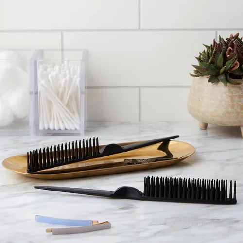 Vista 6 de CocoBlack Naturals Peine de estilo de 3 filas para desenredar, definir y separar rizos (negro)