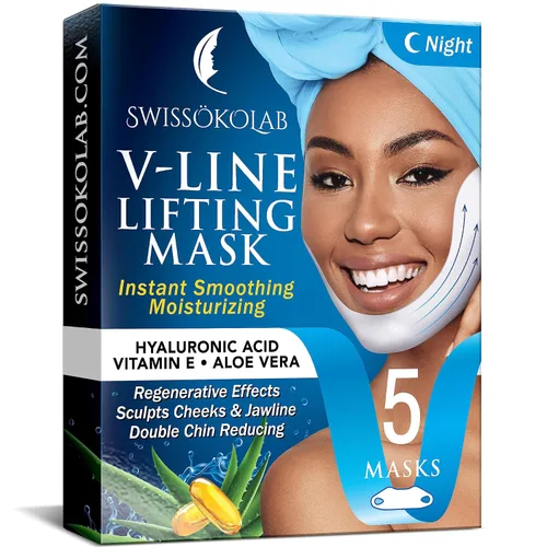 Vista 8 de SWISSÖKOLAB Máscara facial con levantamiento en forma de V, parche para barbilla, reductor de mentón, ajuste de contorno de barbilla, reafirmante