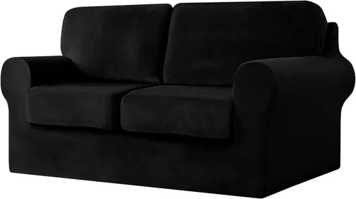 Vista 41 de UNBBRRL Fundas de sofá de 3 piezas para sofá, funda de terciopelo elástico para sillón con 1 funda de cojín de asiento y 1 funda de respaldo