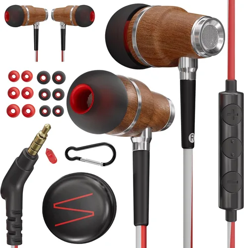 Vista 7 de Auriculares sintonizados NRG 3.0 Premium Madera aisladores de sonido, con micrófono y control de volumen, estilo madera