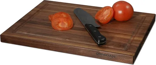 Vista 3 de Tabla de cortar de nogal para cocina, madera dura cultivada en EE.UU., 20 x 15 pulgadas, con asa interior invisible, preacabada con aceite de grado