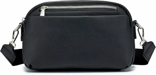 Vista 7 de POIUGOYA Bolsos cruzados pequeños para mujer, bolsos de hombro y bolsos de cuero para mujer, bolso de mano con cuatro cremalleras para cámara