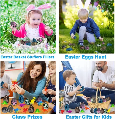 Vista 5 de 60 huevos de dinosaurio para incubación para niños, regalos de cumpleaños Negro